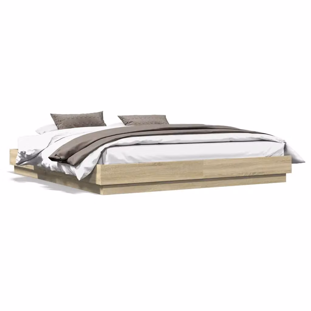 Berkfield Home Sonoma Oak Bed Frame in Brown 200 x 200 cm – 2