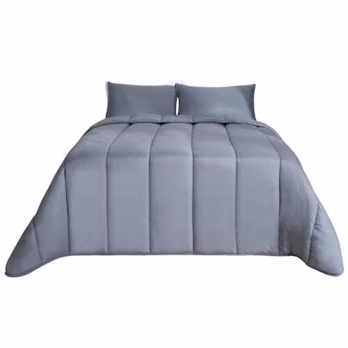 OHS King Size 10.5 Tog Coverless Microfibre Duvet Set with 2 Pillowcases, Grey