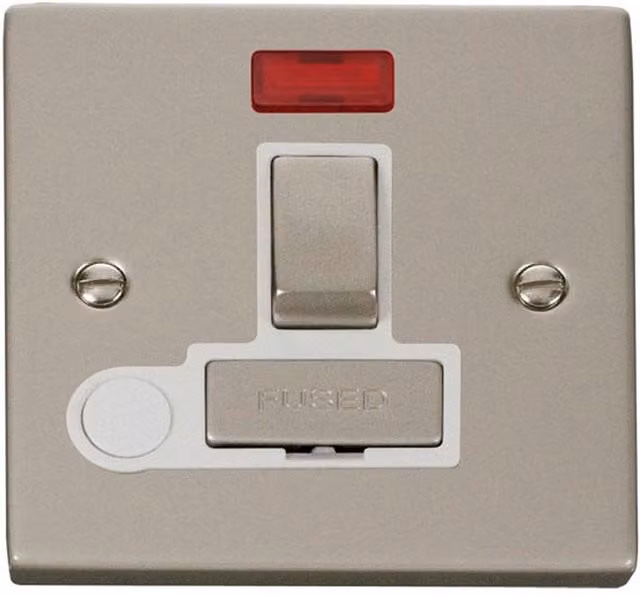 SE HOME White Surface Mounted Combination Switched 13A Fused Ingot Connection Unit with Neon and Flex