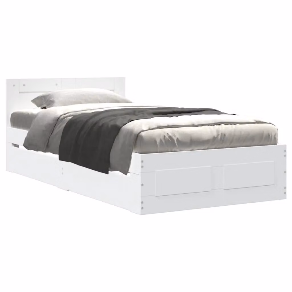 Berkfield Home Bed Frame with Headboard and Drawers, White, W/D/H: 100 x 200 cm – 2