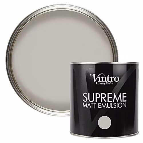 Vintro Luxury Matt Emulsion Paint in Light Grey Tower Bridge, Smooth Chalky Finish for Walls, Ceilings, Wood and Metal, 2.5L