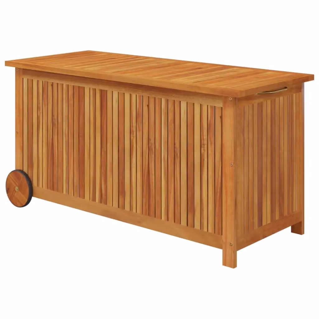 Berkfield Home Garden Storage Box with Wheels in Brown Solid Acacia Wood W/D/H: 113 x 50 x 58 cm – 2