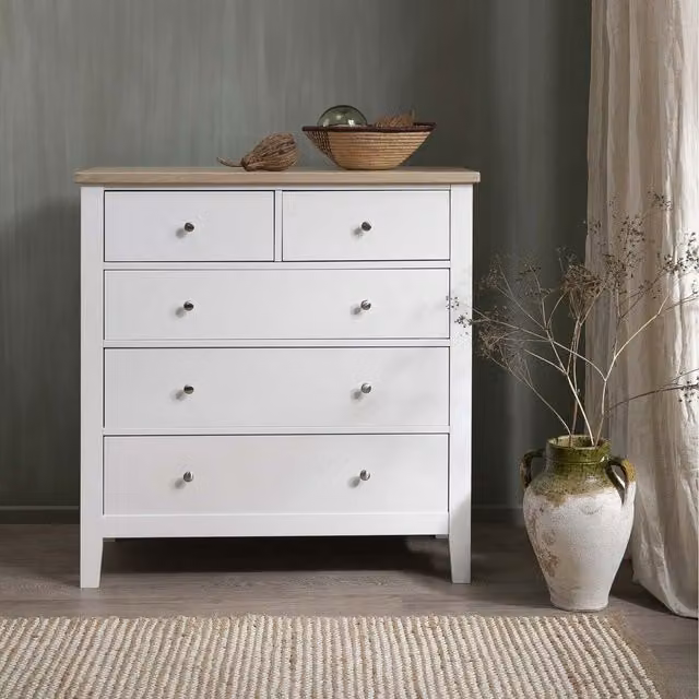 Noa and Nani Modern White Oak 5 Drawer Chest