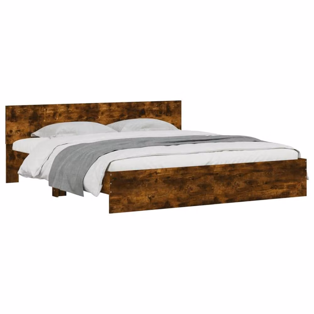 Berkfield Home Smoked Oak Bed Frame in Brown, W/D/H: 160 x 200 cm – 3