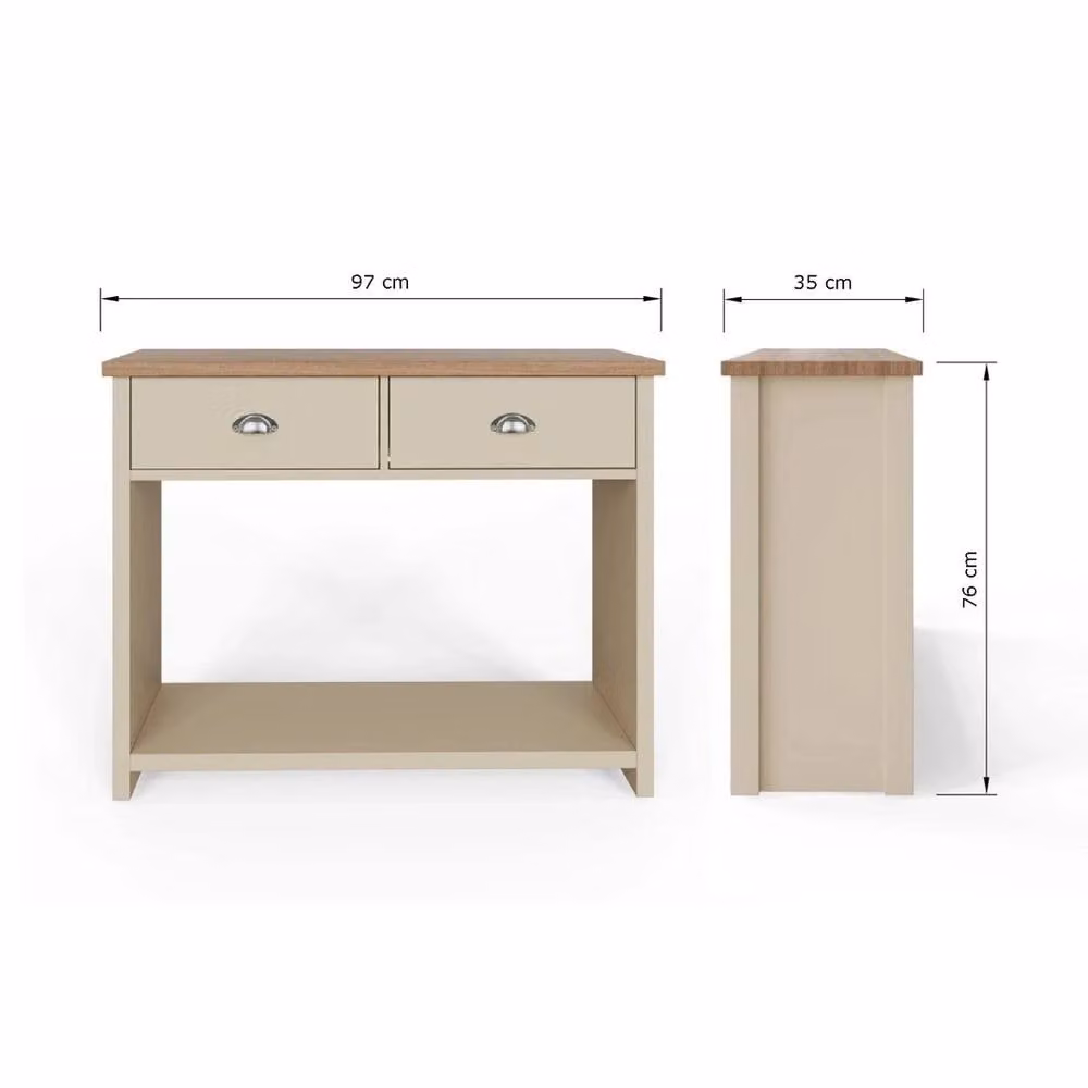 FORGEVIO Modern Oak Console Table with 2 Drawers for Living Room, Bedroom or Hallway – 2
