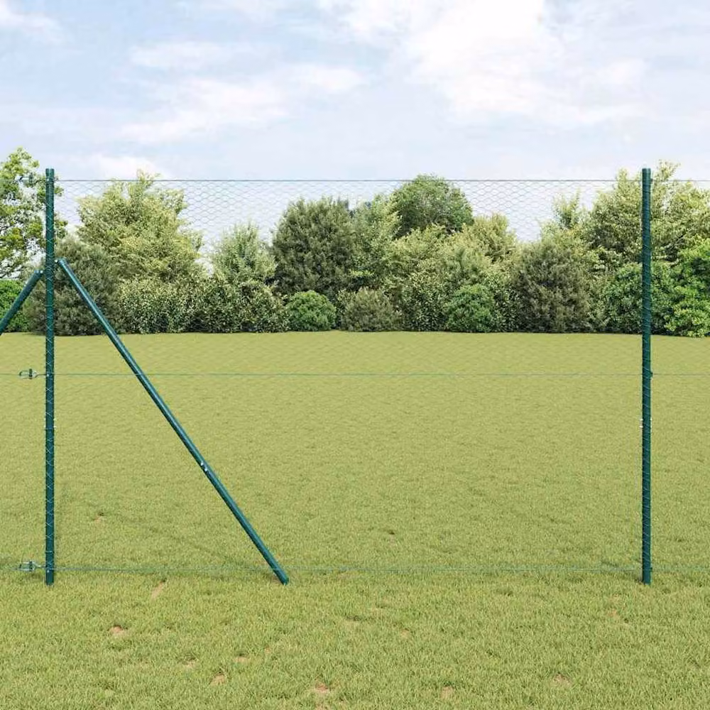Berkfield Home Green Steel Hexagon Fence, H: 160 cm x L: 50 m – 1