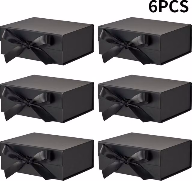 Lifeideas 6 Pack Folding Magnetic Paper Gift Boxes in Black