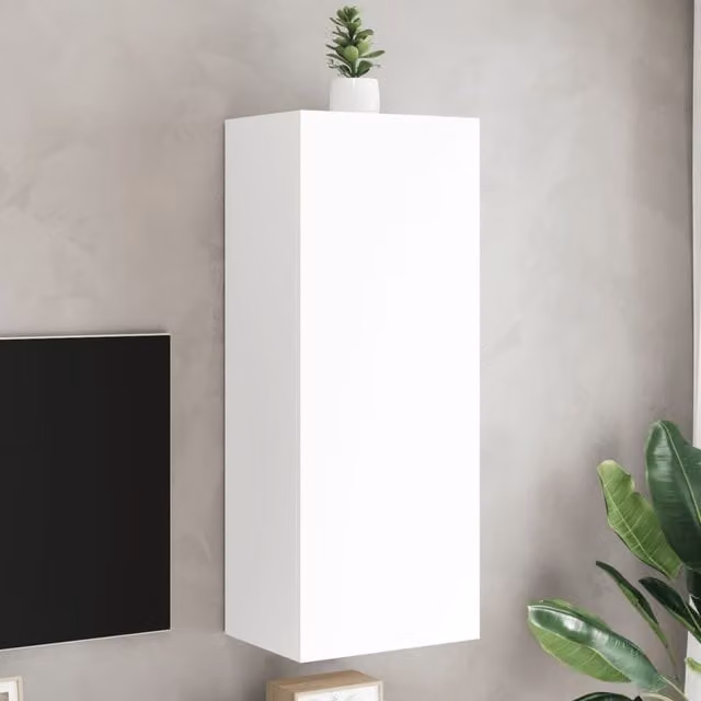 Berkfield Home White TV Wall Cabinet, W/D/H: 40.5 x 30 x 102 cm