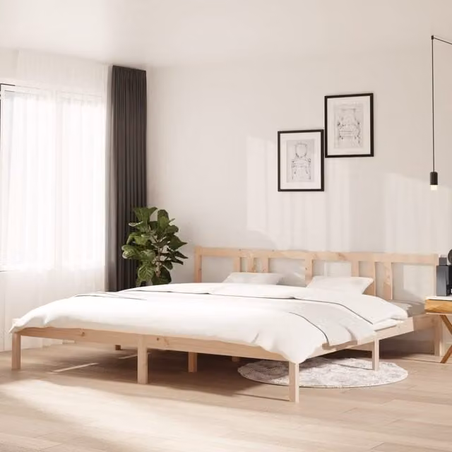Berkfield Home Modern Solid Pine Wood Bed Frame, Brown, W/D/H: 200 x 200 cm