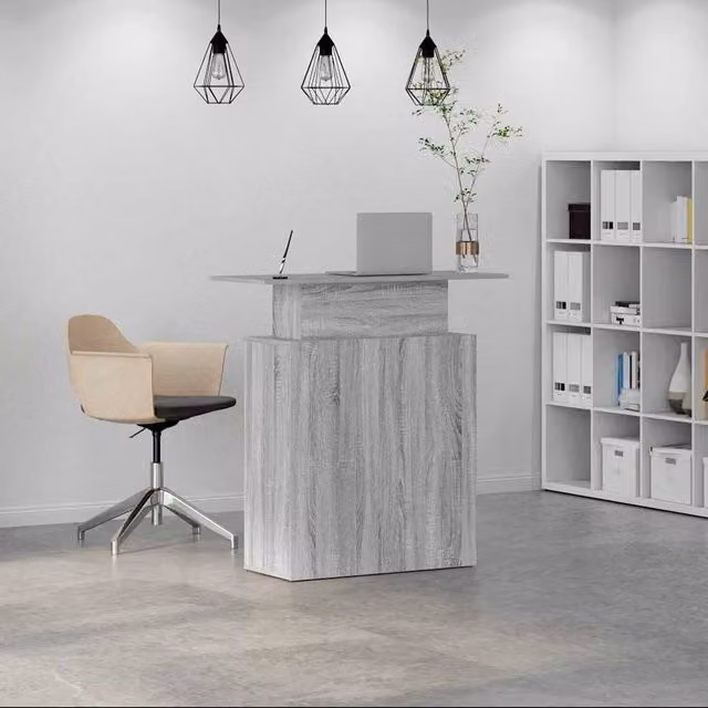 Berkfield Home Grey Sonoma Reception Desk, W/D/H: 100 x 40 x 104 cm