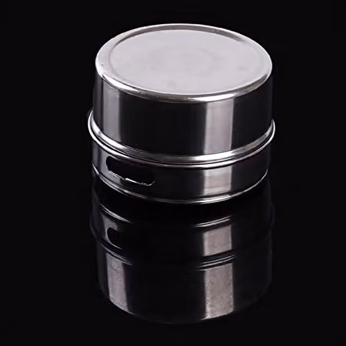JINGYAN Stainless Steel Magnetic Spice Shaker Set with Sealed Lid and Stickers in Silver – 6