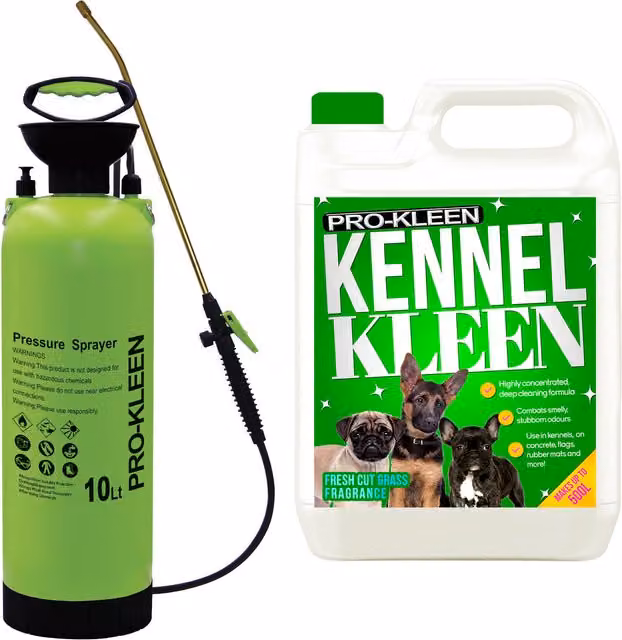 Pro-Kleen 10L Pump Sprayer with 5L Fresh Cut Grass Kennel Kleen in Green