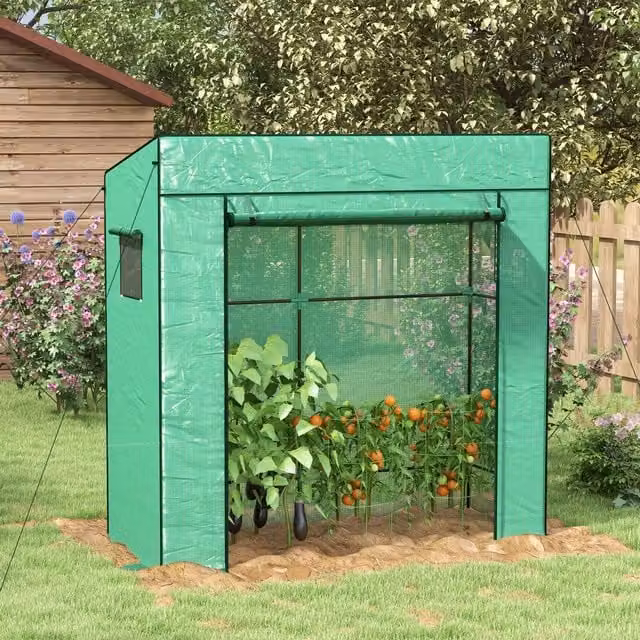 OUTSUNNY Green Garden Greenhouse with Large Roll-up Door and 2 Mesh Windows, W/D/H: 177 x 196 x 197 cm – 1