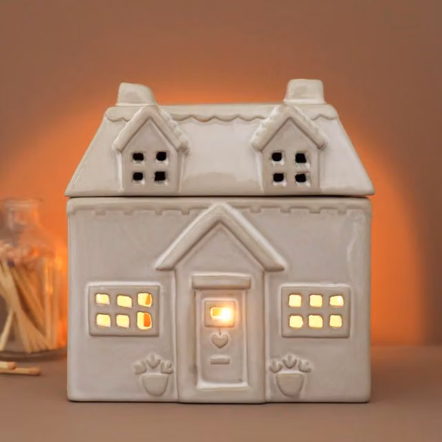 Lisa Angel Rustic House Ceramic Wax Melt Burner in White