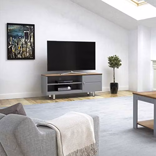 AVF White Sands 1200 Modern Wood TV Stand in Satin Grey with Soft Close Drawers and Media Compartments – 3