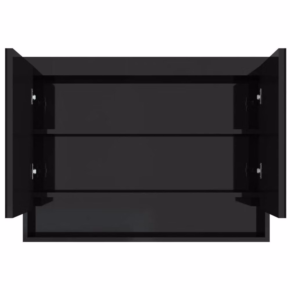 Berkfield Home Modern Glossy Black Bathroom Mirror Cabinet, W: 80 cm, H: 60 cm, D: 15 cm – 3