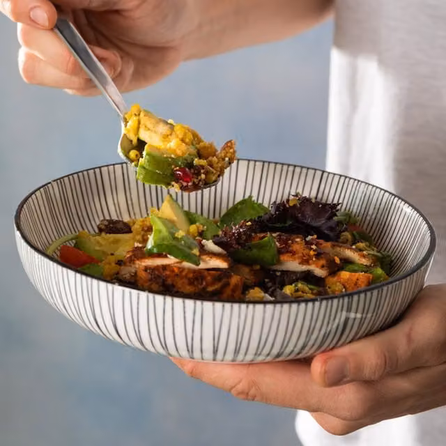 Mikasa Black Stripe Set of 4 Stoneware Bowls, 900ml, Black
