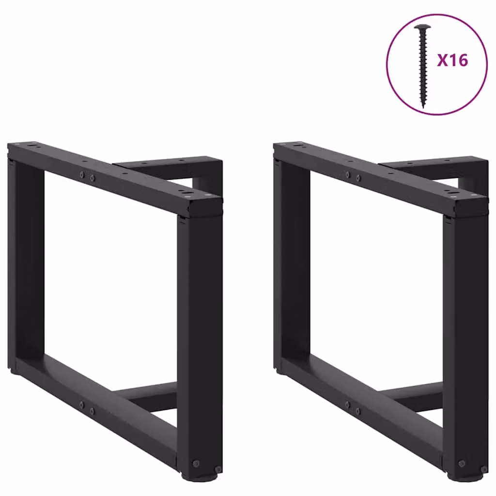Berkfield Home T-Shaped Coffee Table Legs, 2 Pieces, Black Matt Steel, W/D/H: 60 x 25 x 43 cm – 2