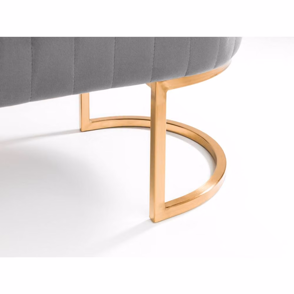 Cheshire Premium Hatherton Straight Bench in Grey Velvet with Gold Accents – 3
