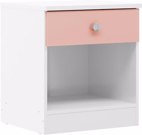 Seconique Denver 1 Drawer Bedside Table in White and Pink Gloss