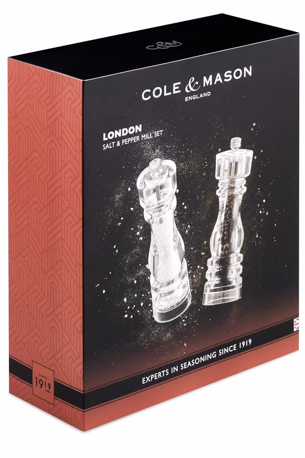 Cole & Mason London Acrylic Salt & Pepper Mill Set, Transparent, Height: 18.0 cm – 6