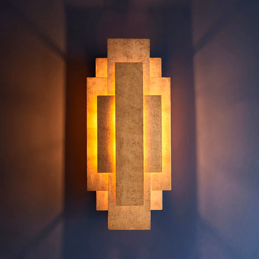 Loops 2 Pack Antique Gold Leaf Panel Wall Light Twin G9 LED Decorative Sconce – 2