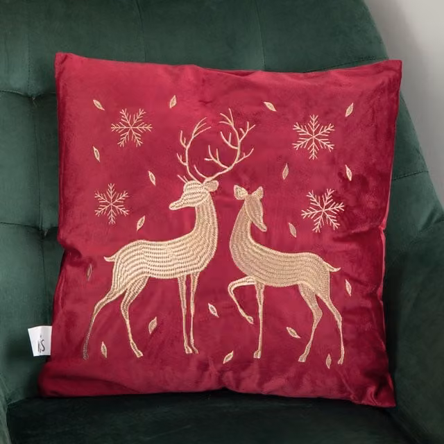 Samuel Alexander Christmas Reindeer Chair Cushion in Ruby Red, W/D/H: 45 x 45 x 45 cm – 3