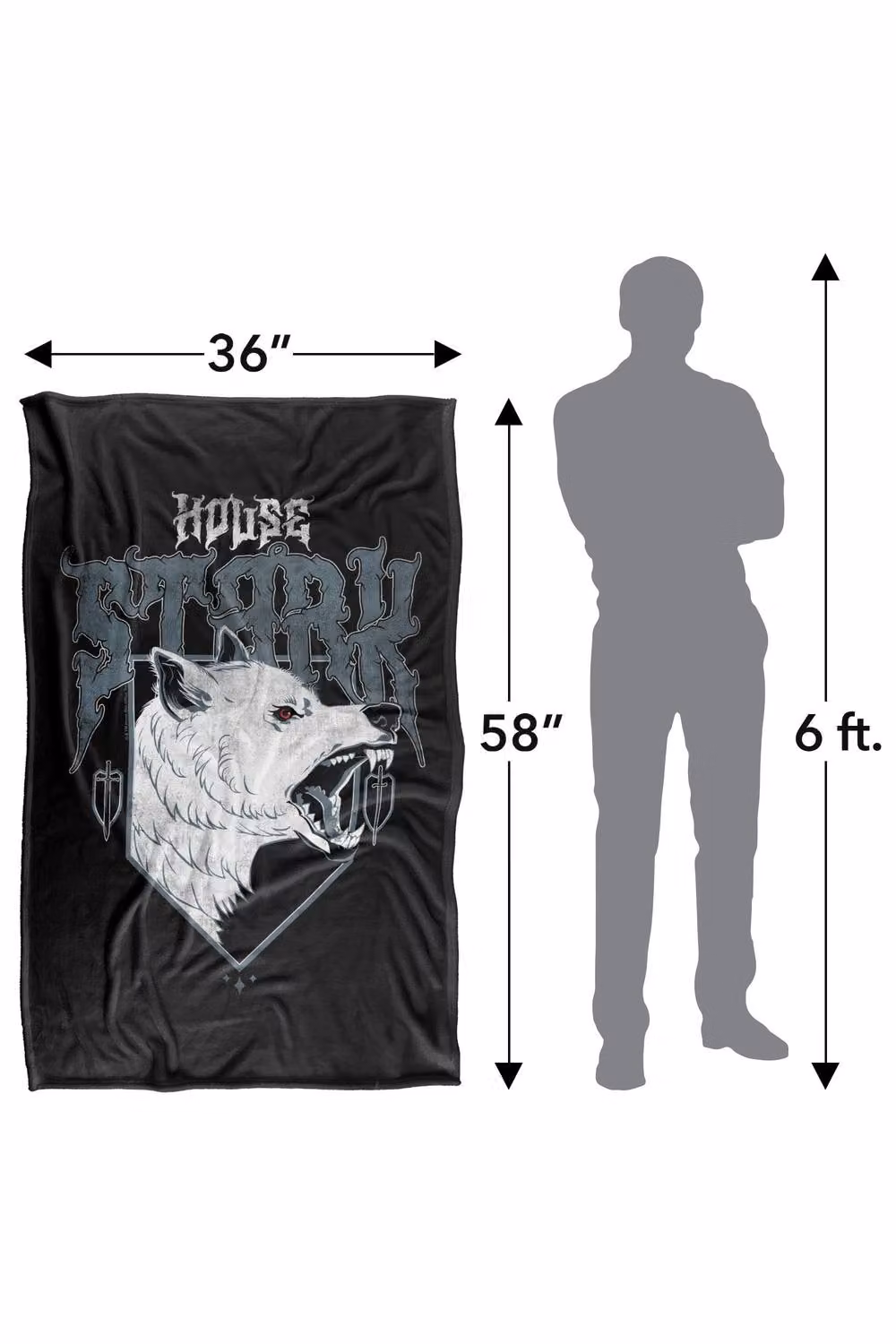 Warner Bros. Game of Thrones House Stark Wolf Silky Touch Super Soft Fleece Throw Blanket, Multicolour, W: 152.4 cm, H: 152.4 cm – 8