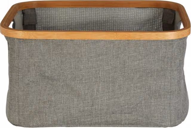 Orsina Carrick Rectangular Storage Basket with Handles in Grey Bamboo and Fabric – 1