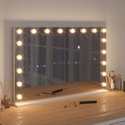 vidaXL LED Tabletop Vanity Mirror in White, W/D/H: 80 x 10 x 52.5 cm – 2