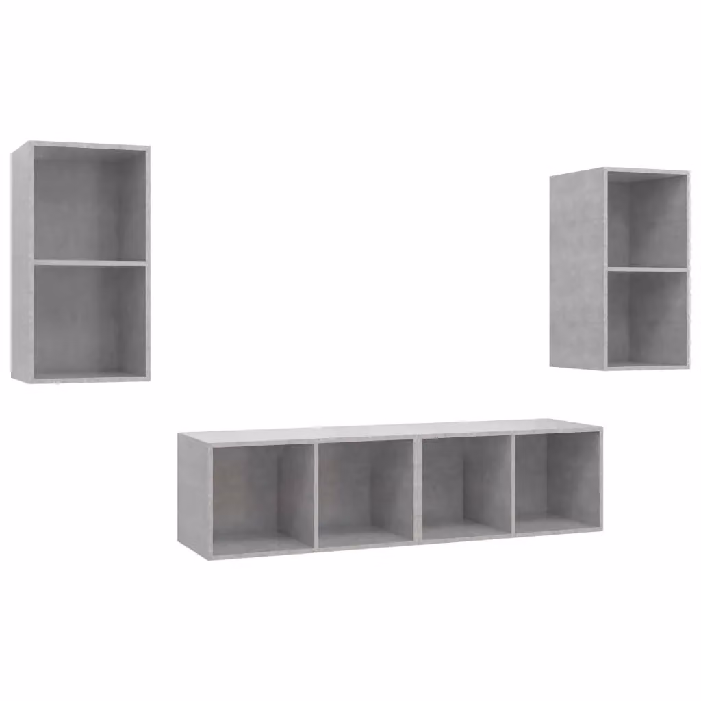 Berkfield Home Set of 4 Wall-mounted TV Cabinets in Concrete Grey Matt MDF – 2