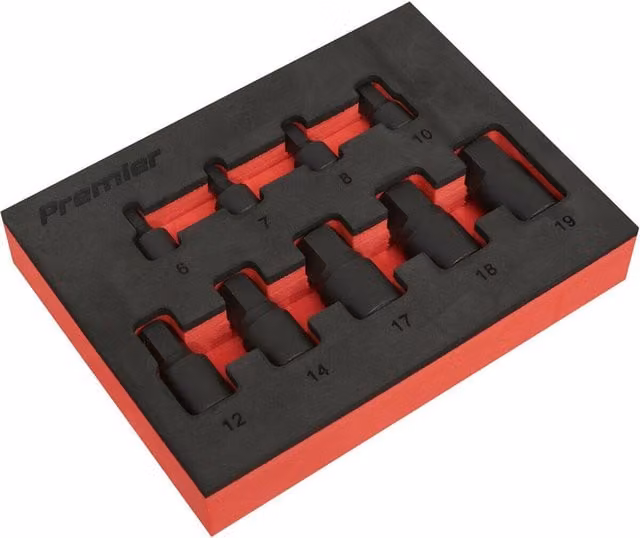 Loops 9 Pack Low Profile Impact Socket Bit Set in Black and Multicolour Chrome Molybdenum with 1/4" and 3/8" Square Drive – 1