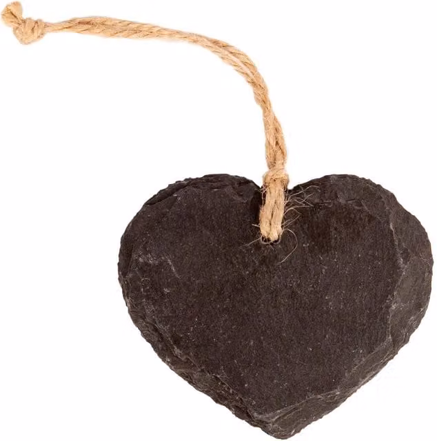 Nicola Spring Grey Slate Heart Hanging Tag, W: 7 cm, H: 5.5 cm