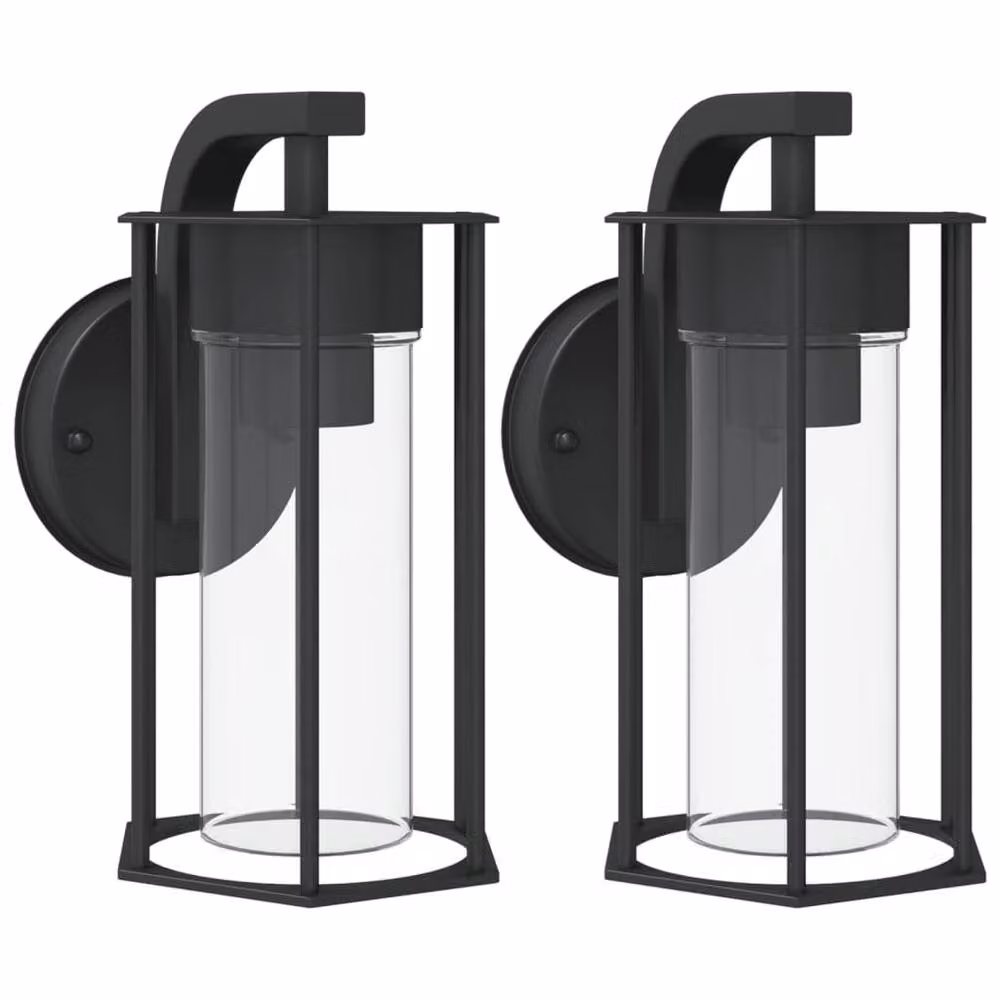 Berkfield Home Black Stainless Steel Outdoor Wall Lanterns, 2 Pack – 2