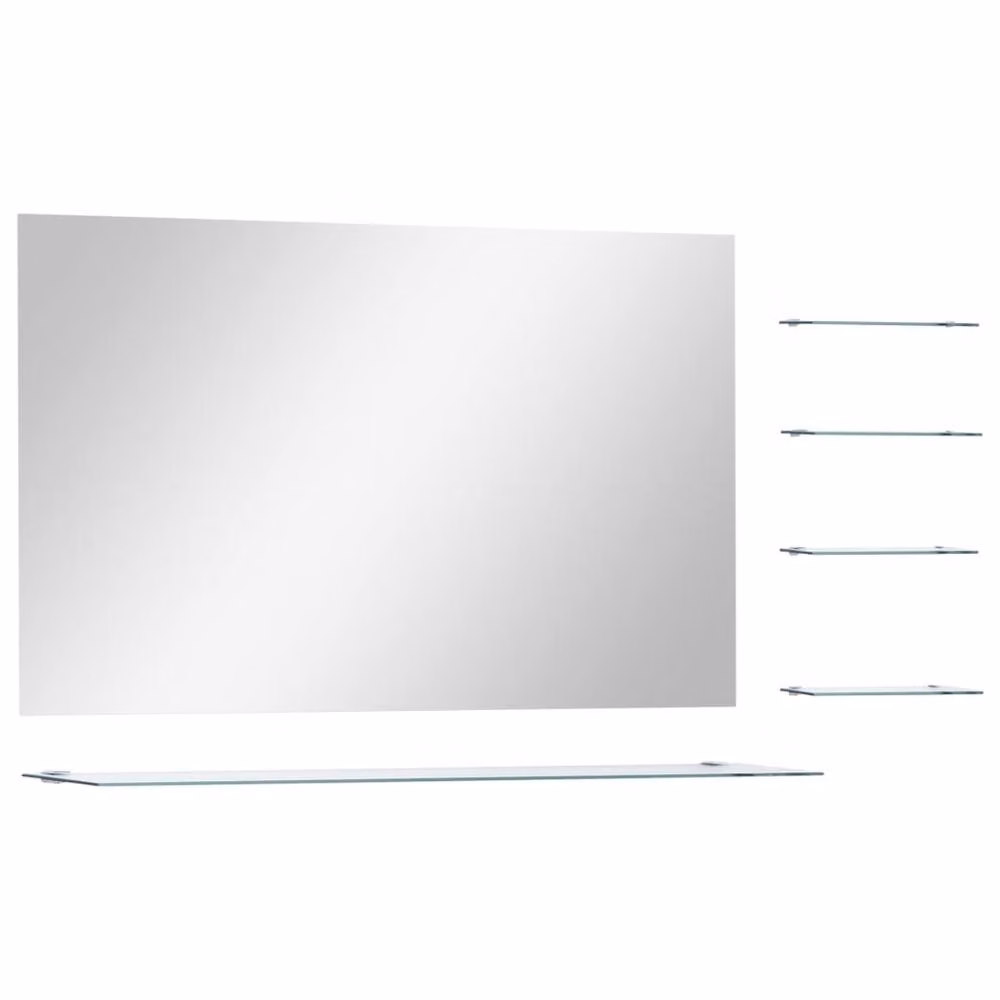Berkfield Home Silver Wall Mirror with 5 Shelves, W: 100 cm, H: 60 cm – 2