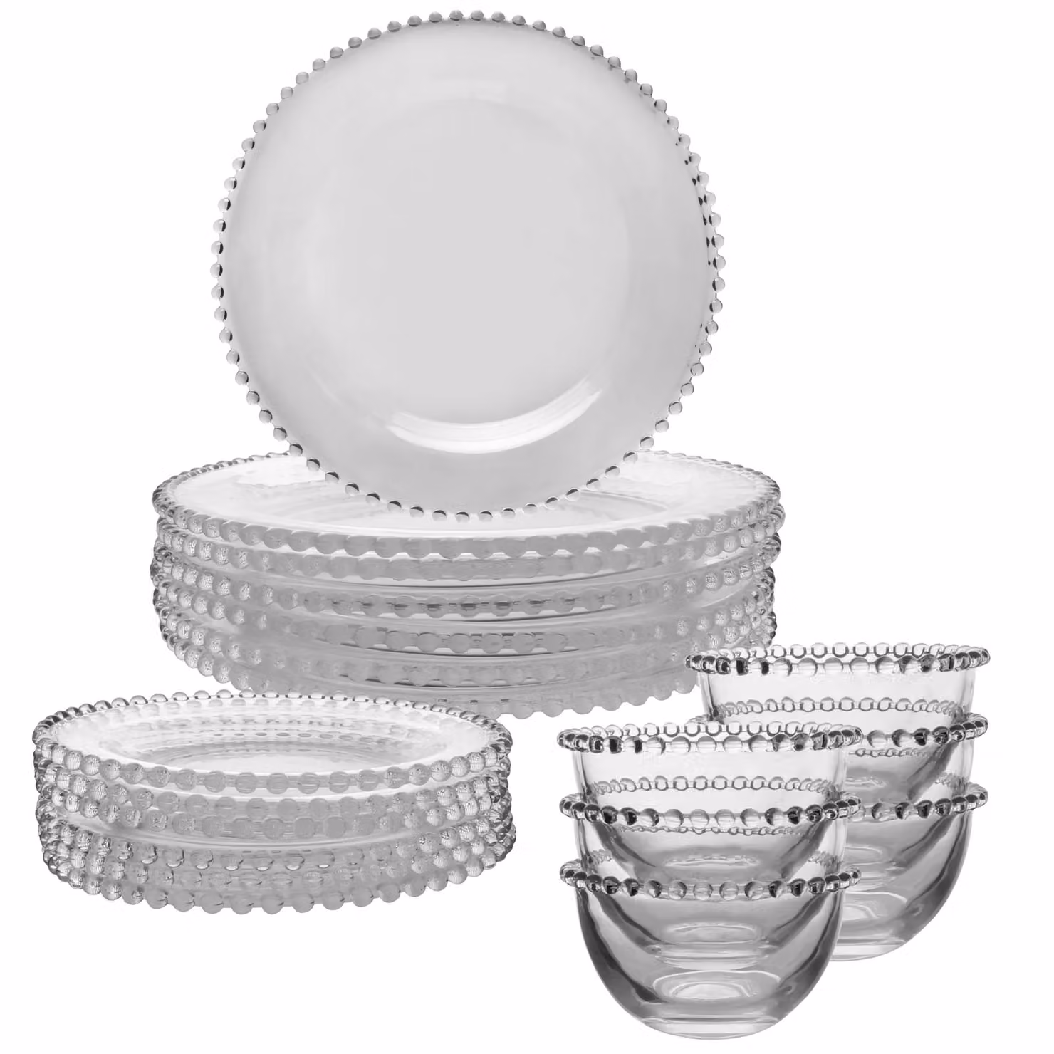 Dibor Bella Perle 18 Piece Glass Dinner Set in Clear – 2