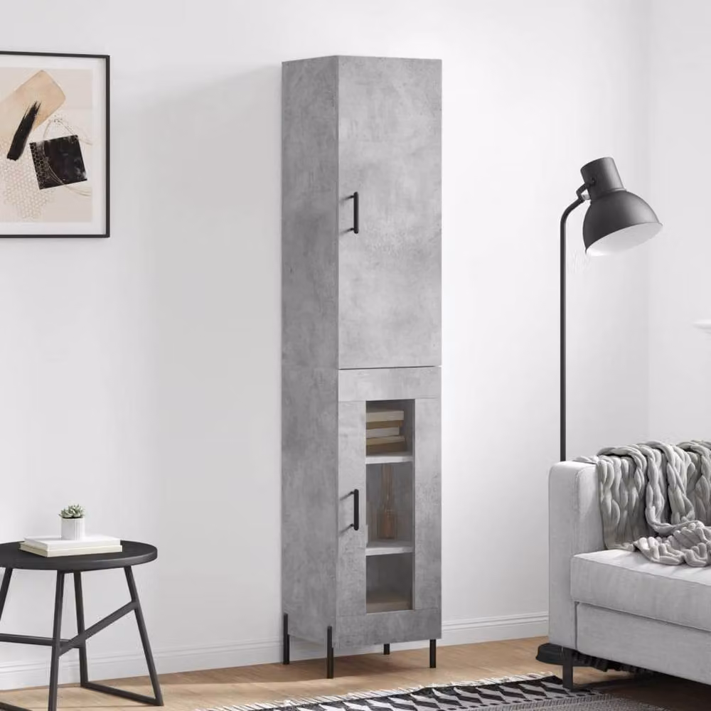 Berkfield Home Highboard in Concrete Grey, H 180 x W 34.5 x D 34 cm – 2
