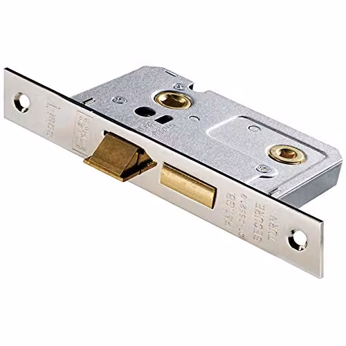 Loops Nickel Plated Silver Bathroom Door Sashlock Latch with Square Forend 64mm – 2