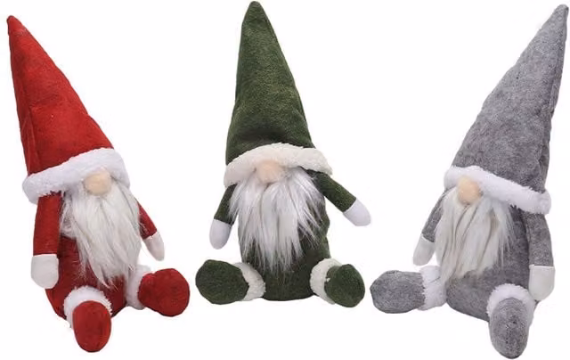 Living and Home 3-Piece Set of Nordic Christmas Gonk Plush Ornaments in White and Multicolour – 1