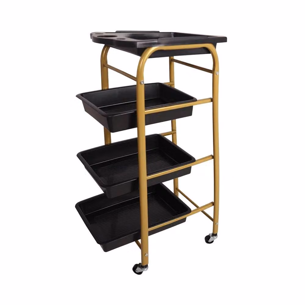 SPETLEK 4 Tier Freestanding Metal Storage Cart in Black and Gold – 3