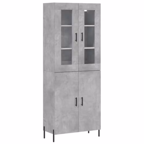 vidaXL Modern Highboard in Concrete Grey, W/D/H: 69.5 x 34 x 180 cm
