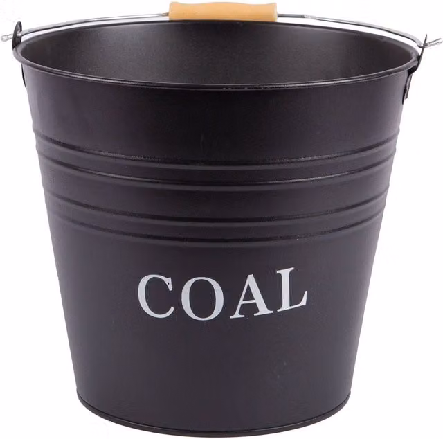 Blackspur 12L Cast Iron Coal Bucket in Black with Handles