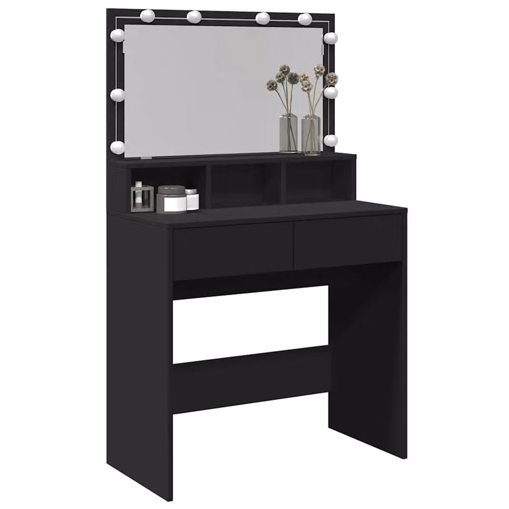 Berkfield Home Modern Black Dressing Table with Hollywood LED Mirror W/D/H: 80 x 41 x 134.5 cm – 4