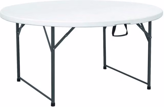 FORGEVIO Round Folding Banquet Table in White for Catering and Garden Use – 1