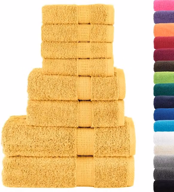 Berkfield Home SOLUND 8 Piece Premium Gold Cotton Terry Towel Set, 600 gsm – 1