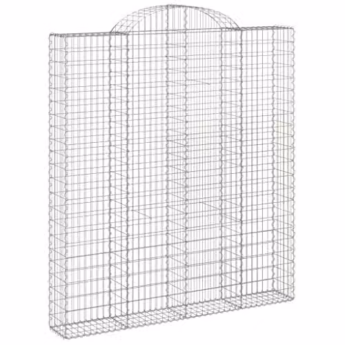 vidaXL Arched Gabion Baskets 2-Piece Set in Silver Galvanised Iron, W/D/H: 200 x 30 x 220/240 cm
