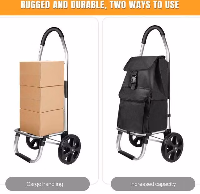 EONLION Large Lightweight Shopping Trolley, 40L, Black
