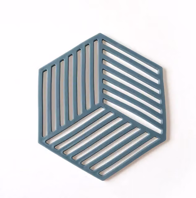 Latto Home Set of 4 Square Silicone Trivet Mats in Green with Hanging Loops