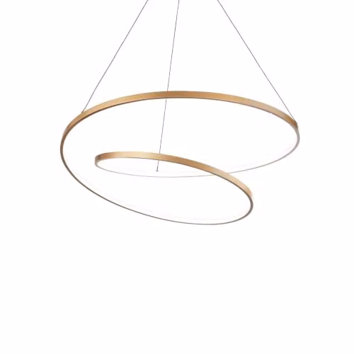 Ideal Lux Oz Modern Ring LED Pendant Ceiling Light in Brass, Warm White 2700K, Width: 80 cm – 1