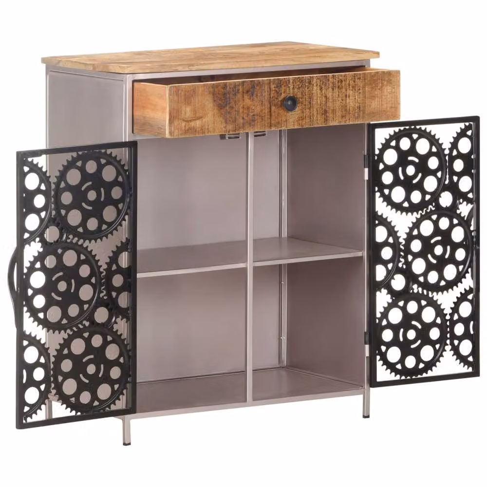 Berkfield Home Industrial Sideboard in Brown Mango Wood and Iron, W/D/H: 60 x 35 x 75 cm – 2